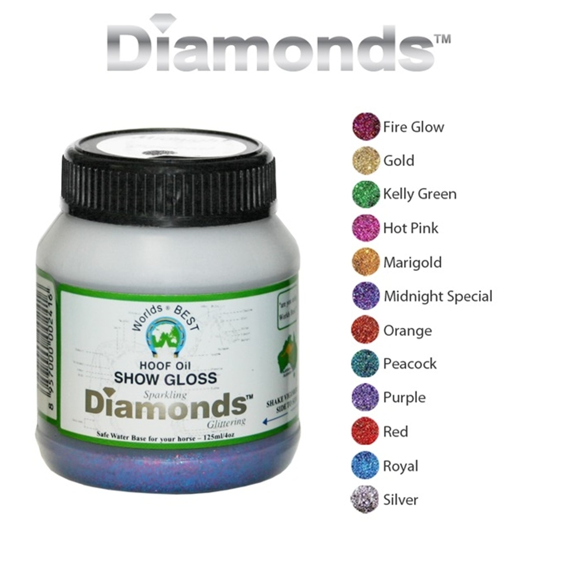 Worlds Best Hoof Oil Diamonds Show Gloss 4 oz Purp