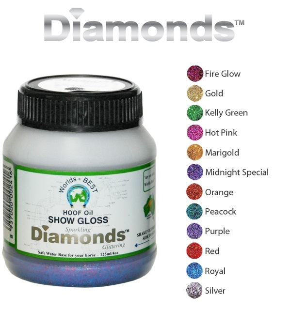 Worlds Best Hoof Oil Diamonds Show Gloss 4 oz Purp
