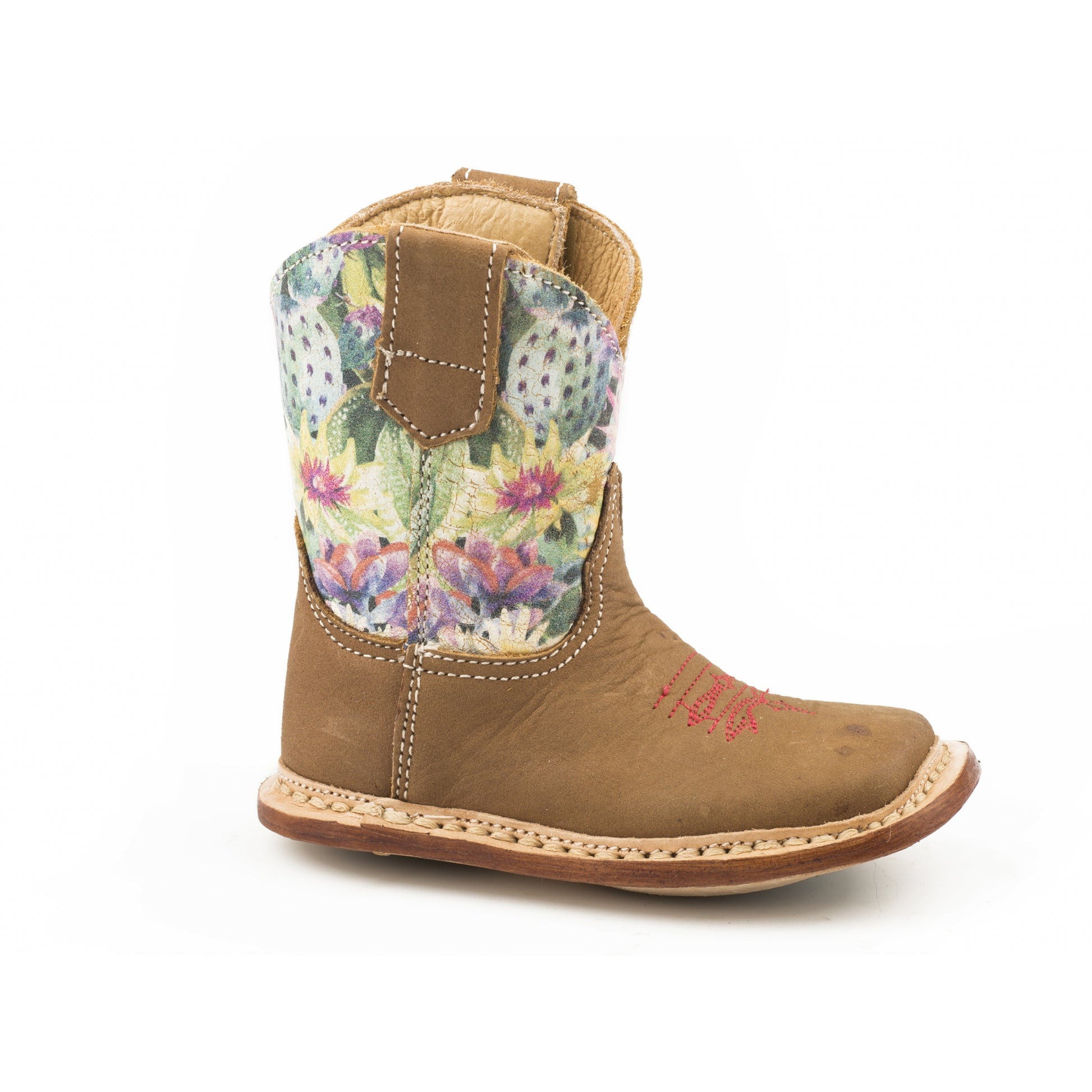 Roper Cowbabies Infant Tan Nubuck/Cactus Print Boots