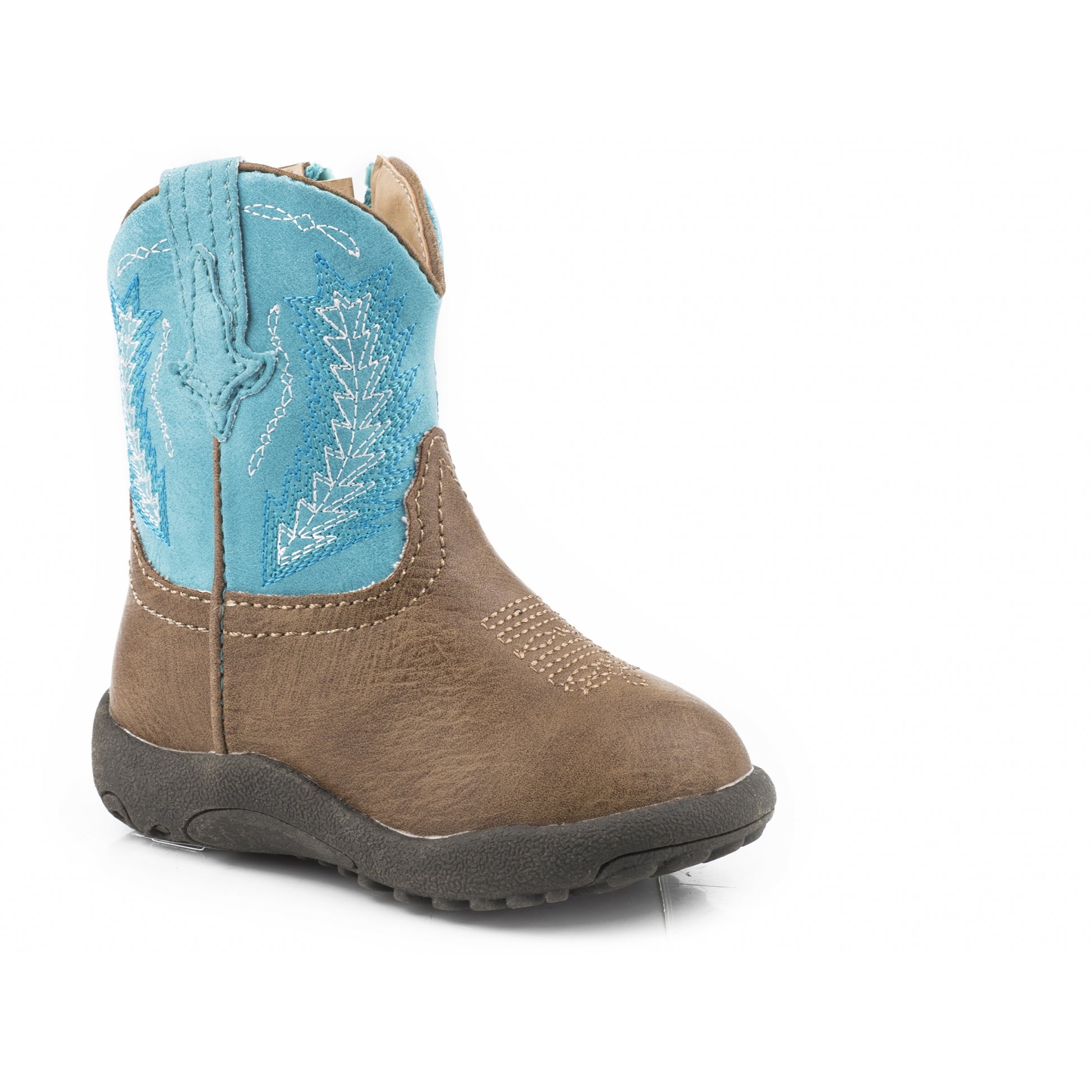 Roper Cowbabies Tan Vamp With Turquoise Shaft Boots