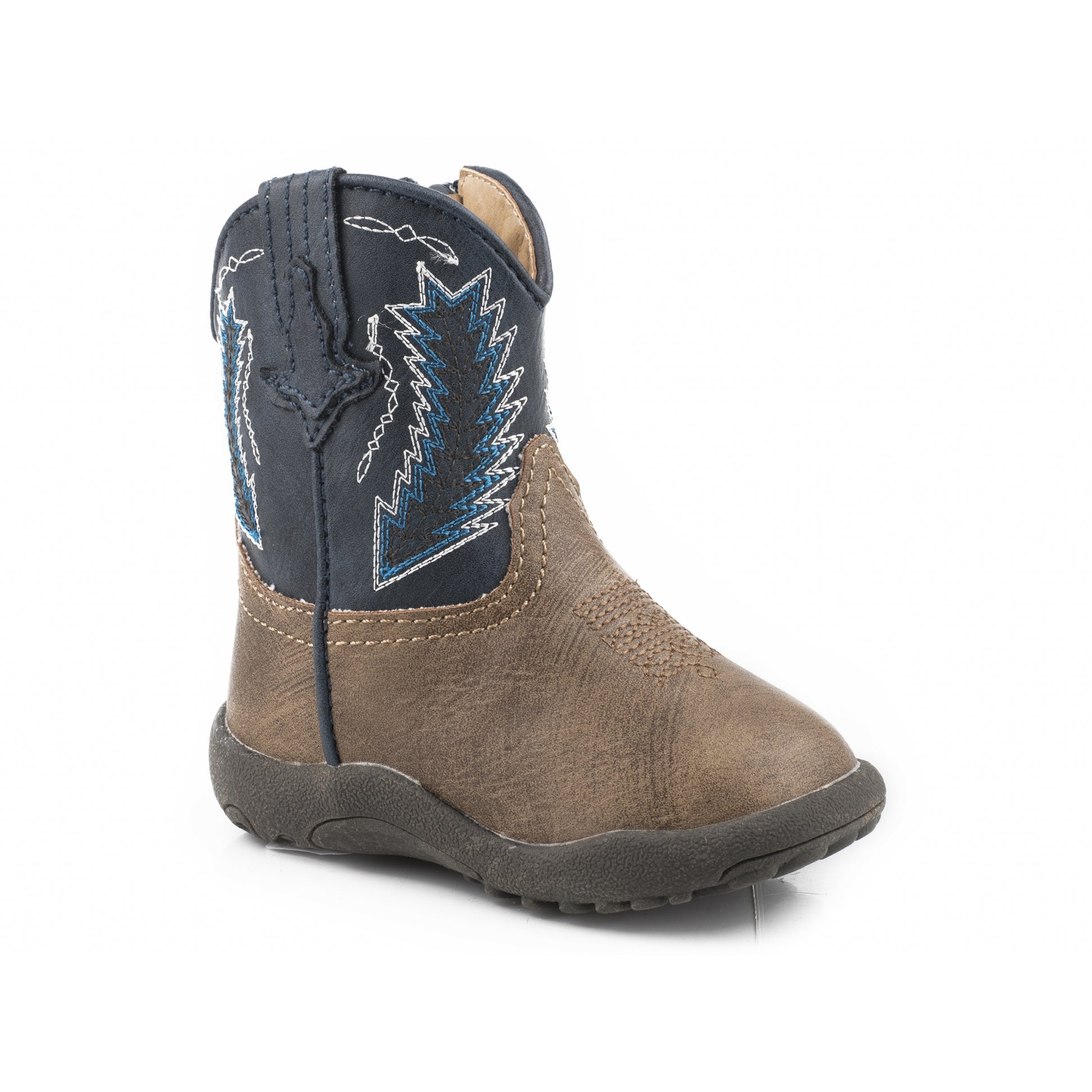 Roper Cowbabies Arrow Brown Vamp With Navy Shaft Boots