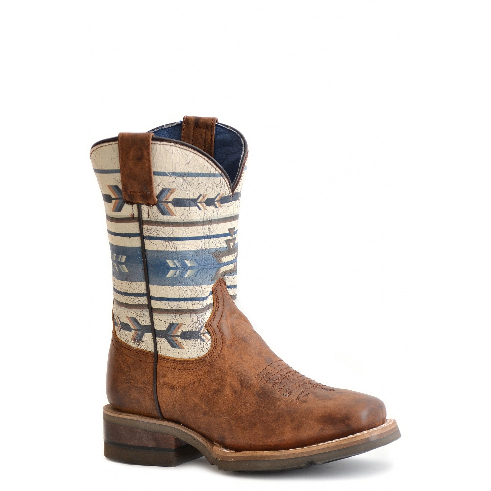 Roper Kids Burnish Tan/Native Design Square Toe Boots