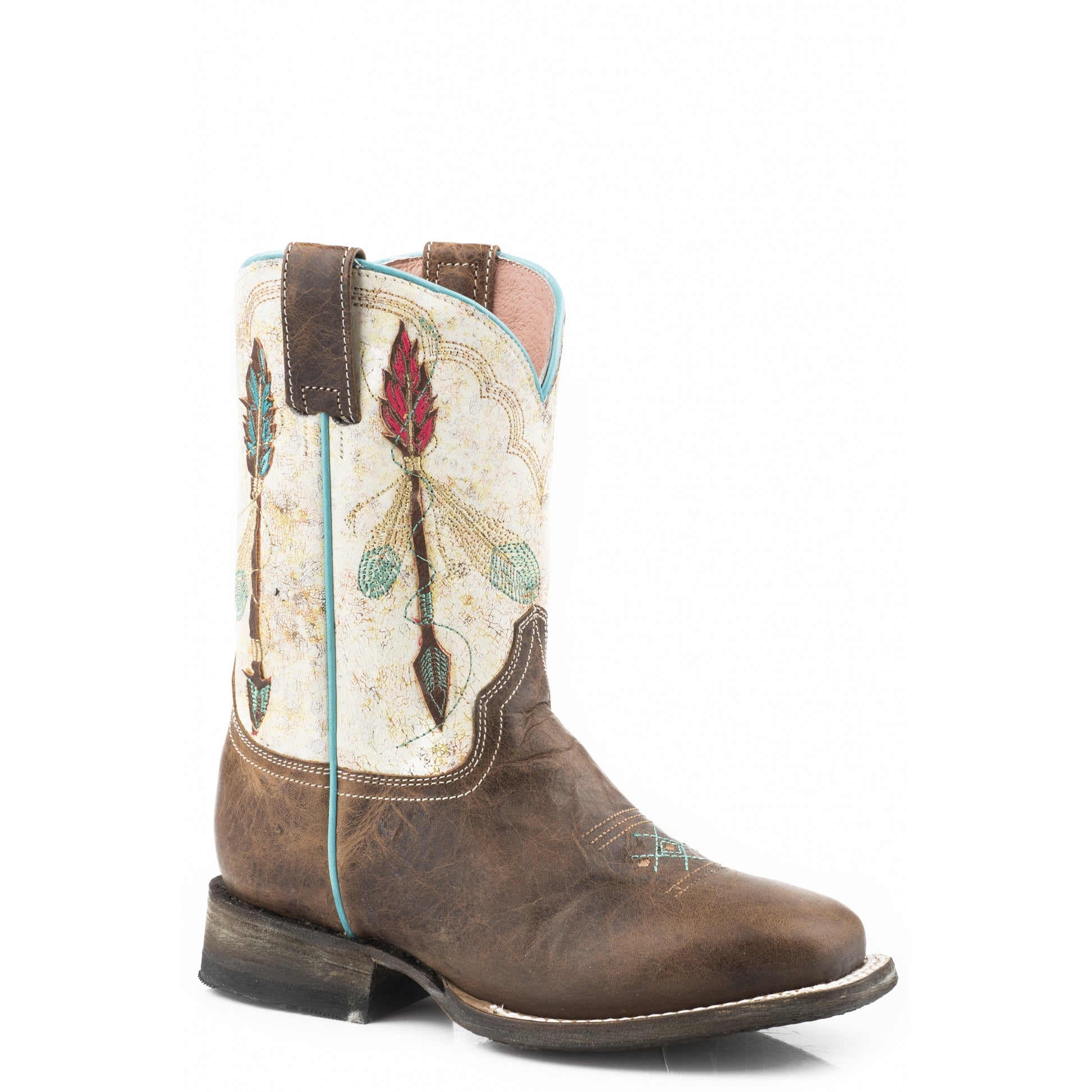 Roper Kids Soft Embroidered Arrow Leather Boots