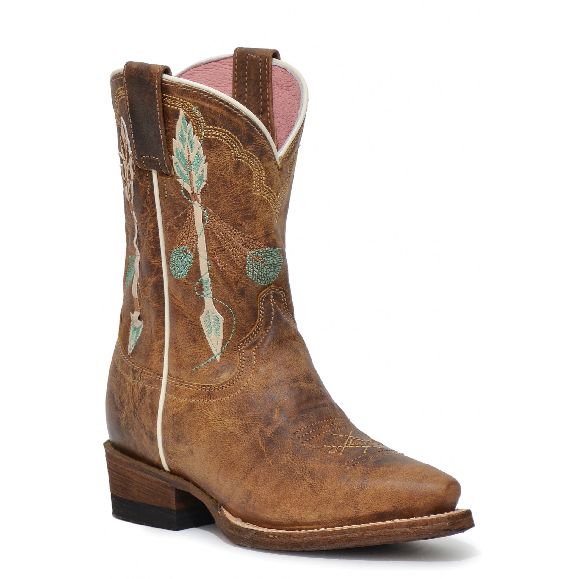 Roper Kids Arrow-Feather Embroidered Snip Toe Boots