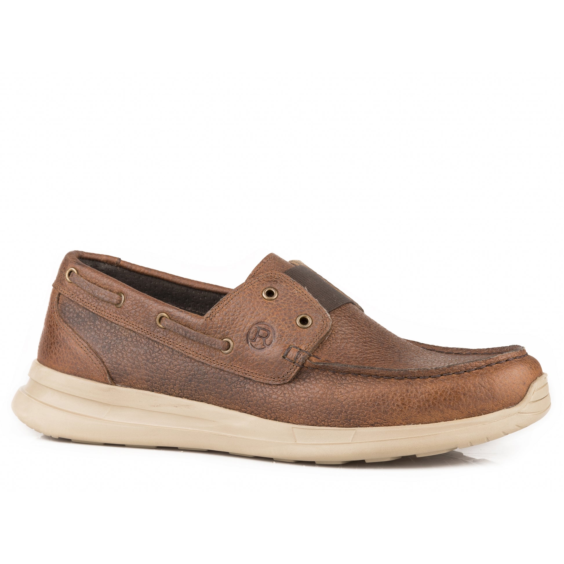 Roper Mens Brown Oiled Leather Slip-On Shoes