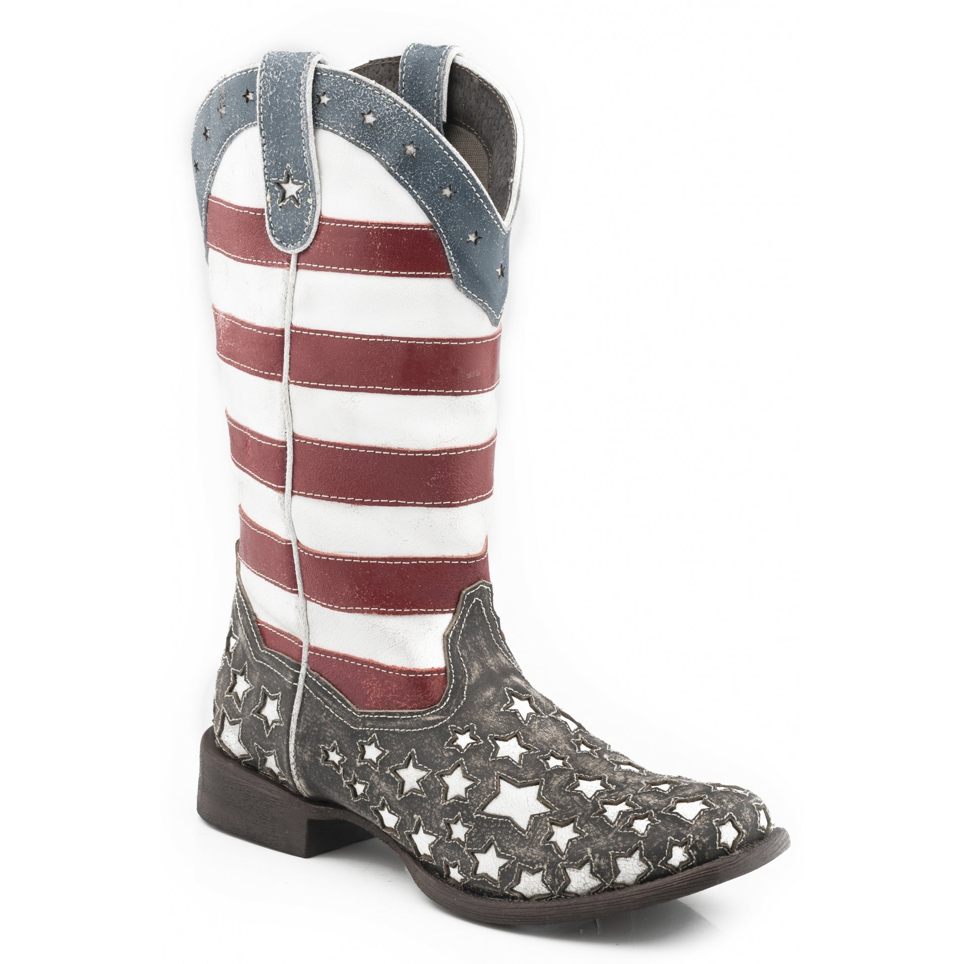 Roper Ladies Ameriacn Star 12" Leather Fashion Square Toe Boots