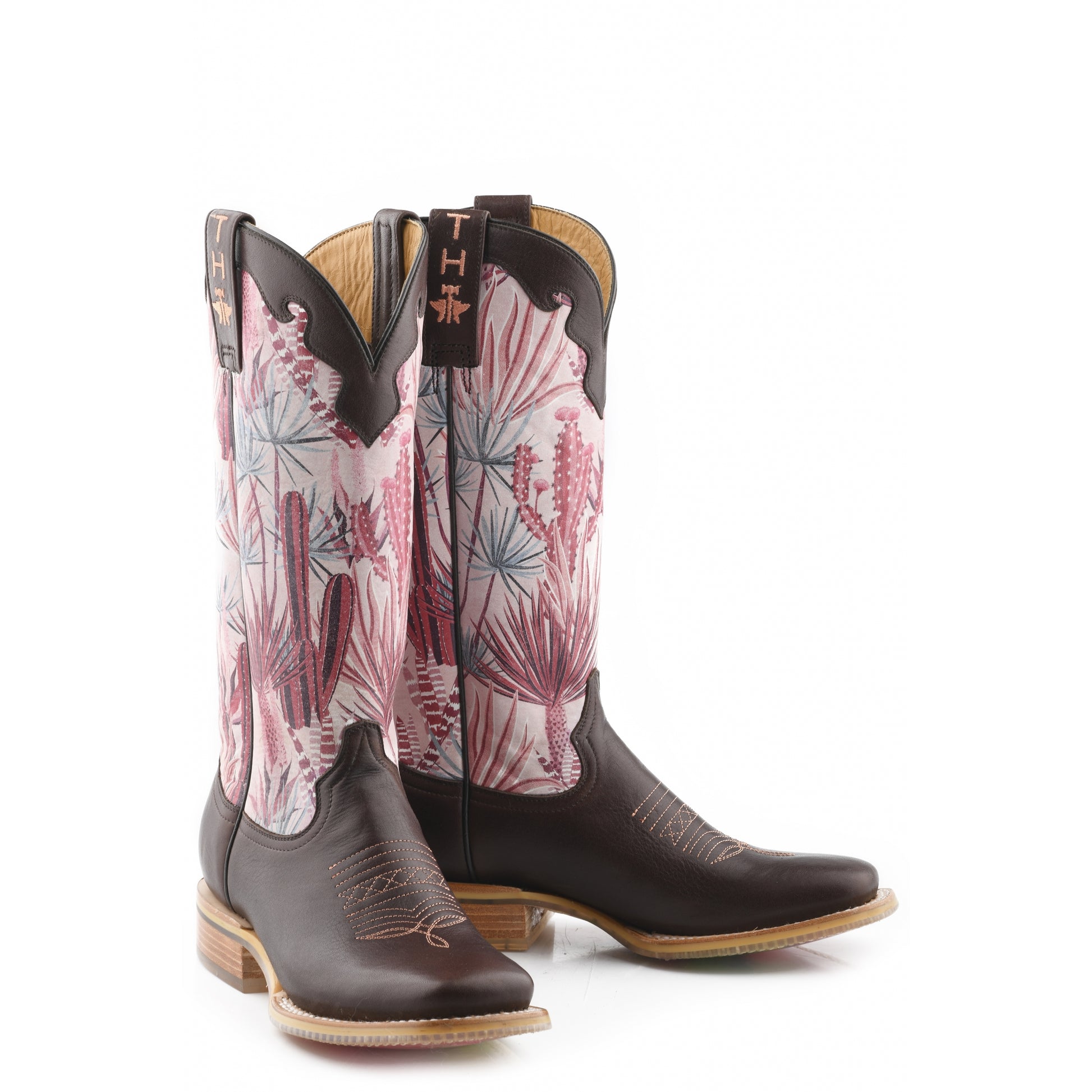 Tin Haul Ladies Square Toe Boots - Pinktalicious with Cactus Shades Sole
