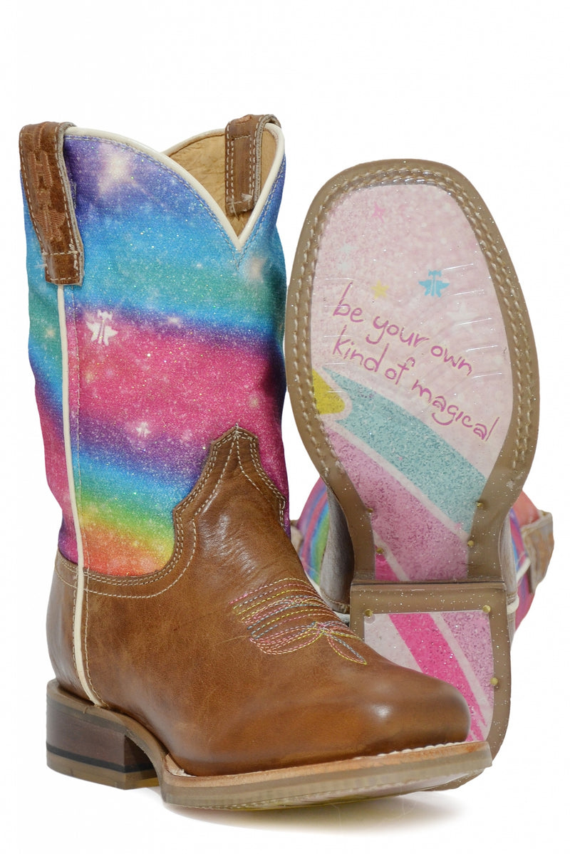 Tin Haul Big Kids Boots - Rainbow Sparkles with Be Your Own Kind of Magical Sole