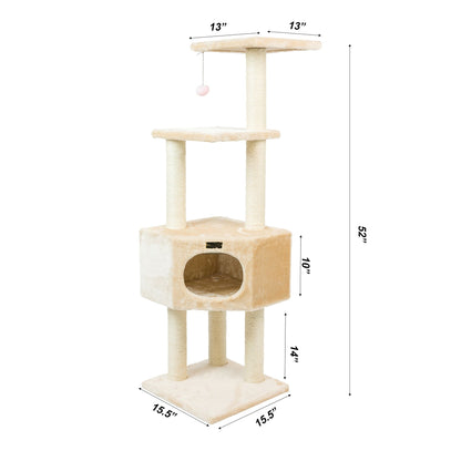 Armarkat Classic Real Wood Cat Tree 53in Beige