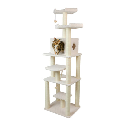 Armarkat Deluxe Real Wood Cat Tree 78in Ivory