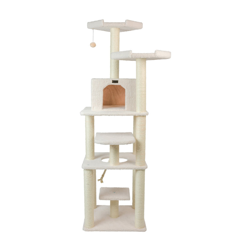 Armarkat Deluxe Real Wood Cat Tree 78in Ivory