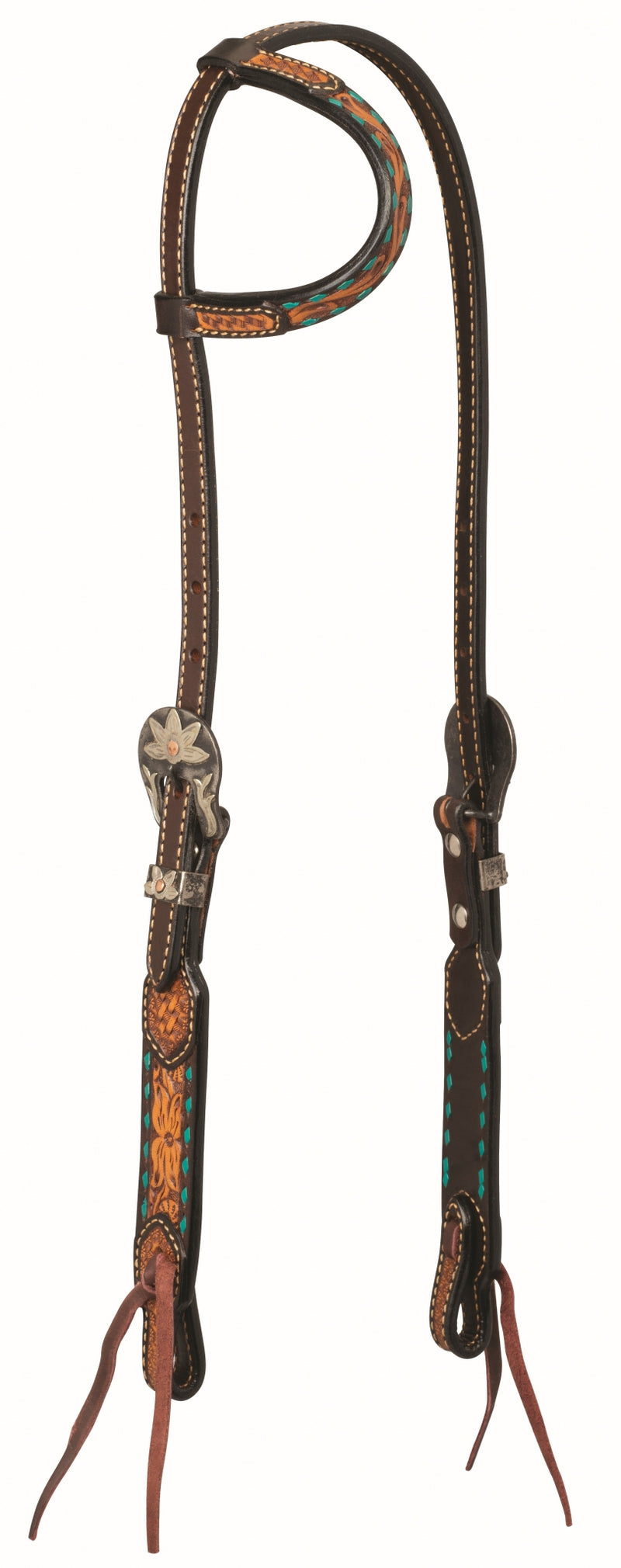 Floral Buckstitch Sl/Ear Headstall