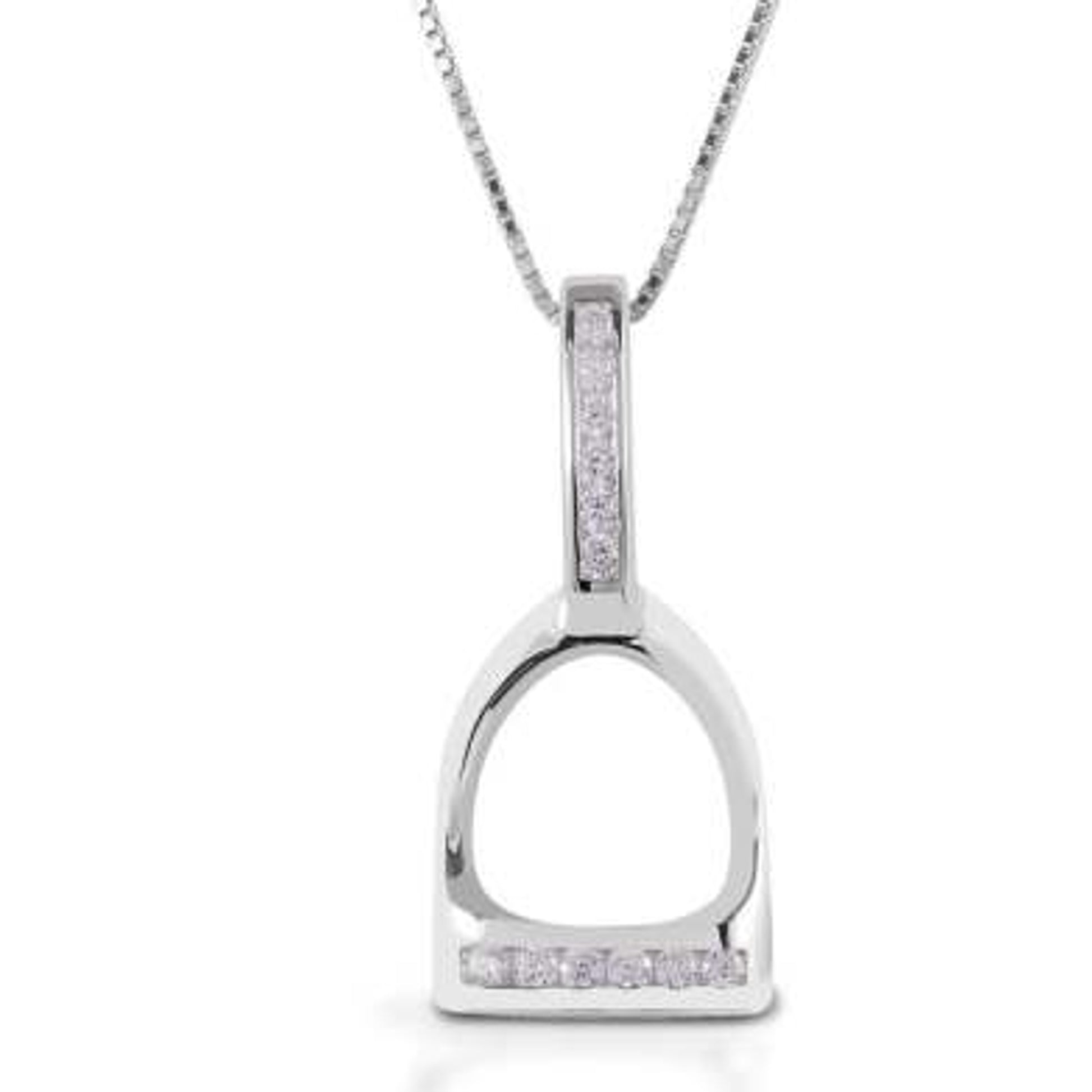 AWST Int'l Sterling Silver & CZ Stirrup Necklace