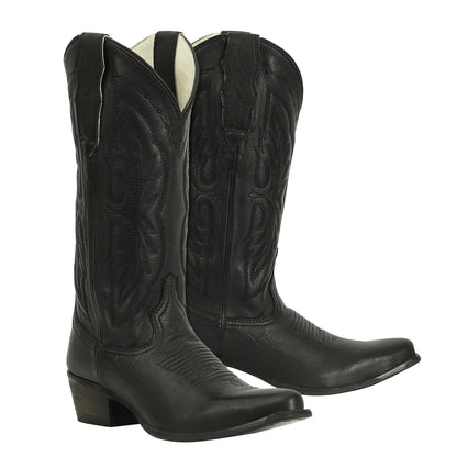 TuffRider Ladies Cowtown Mid Height Embroidered Leather Snip Toe Western Boots
