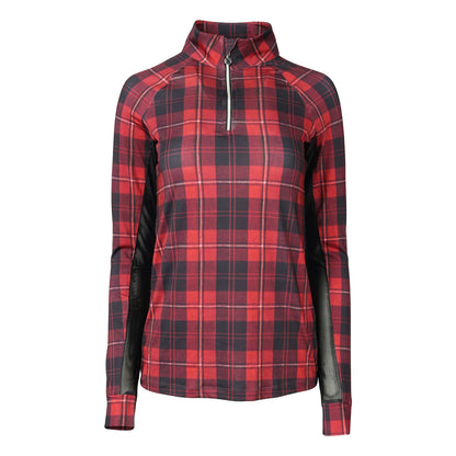 Dapplebay Ladies Holiday Plaid 1/4 Zip Light Riding Top