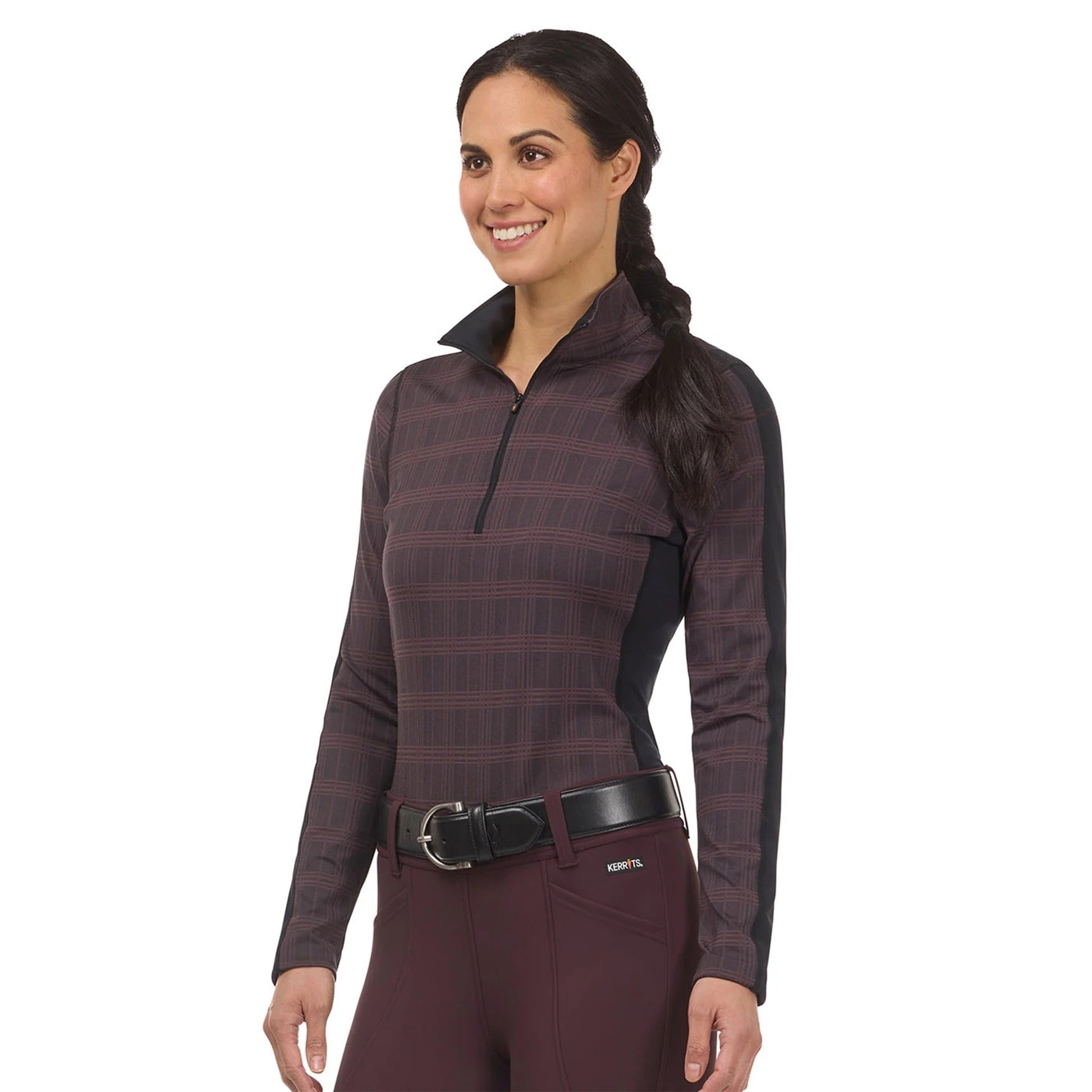 Kerrits Stretch Plaid Quarter Zip Top