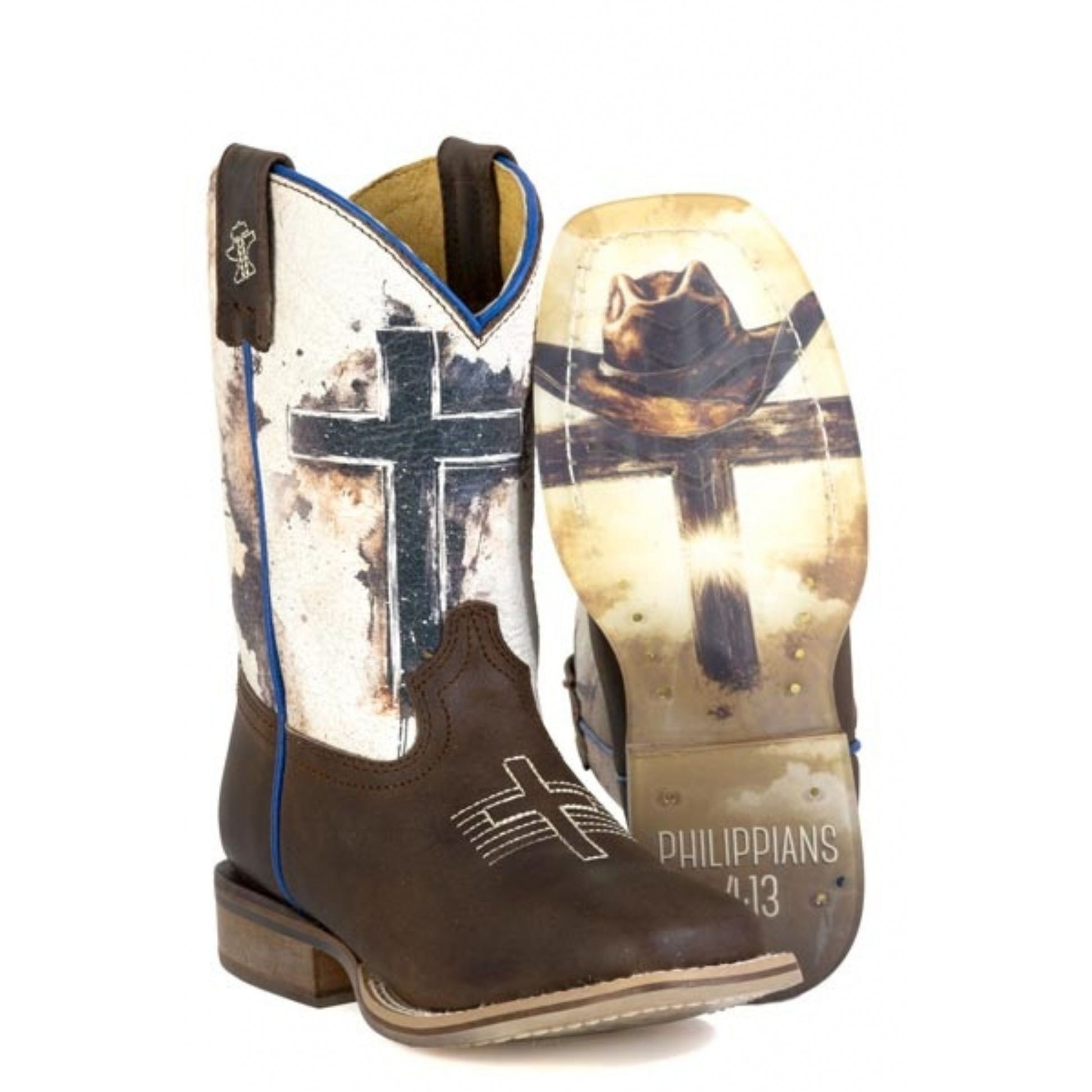 Tin Haul Little Kids Church Cross Square Toe Boots