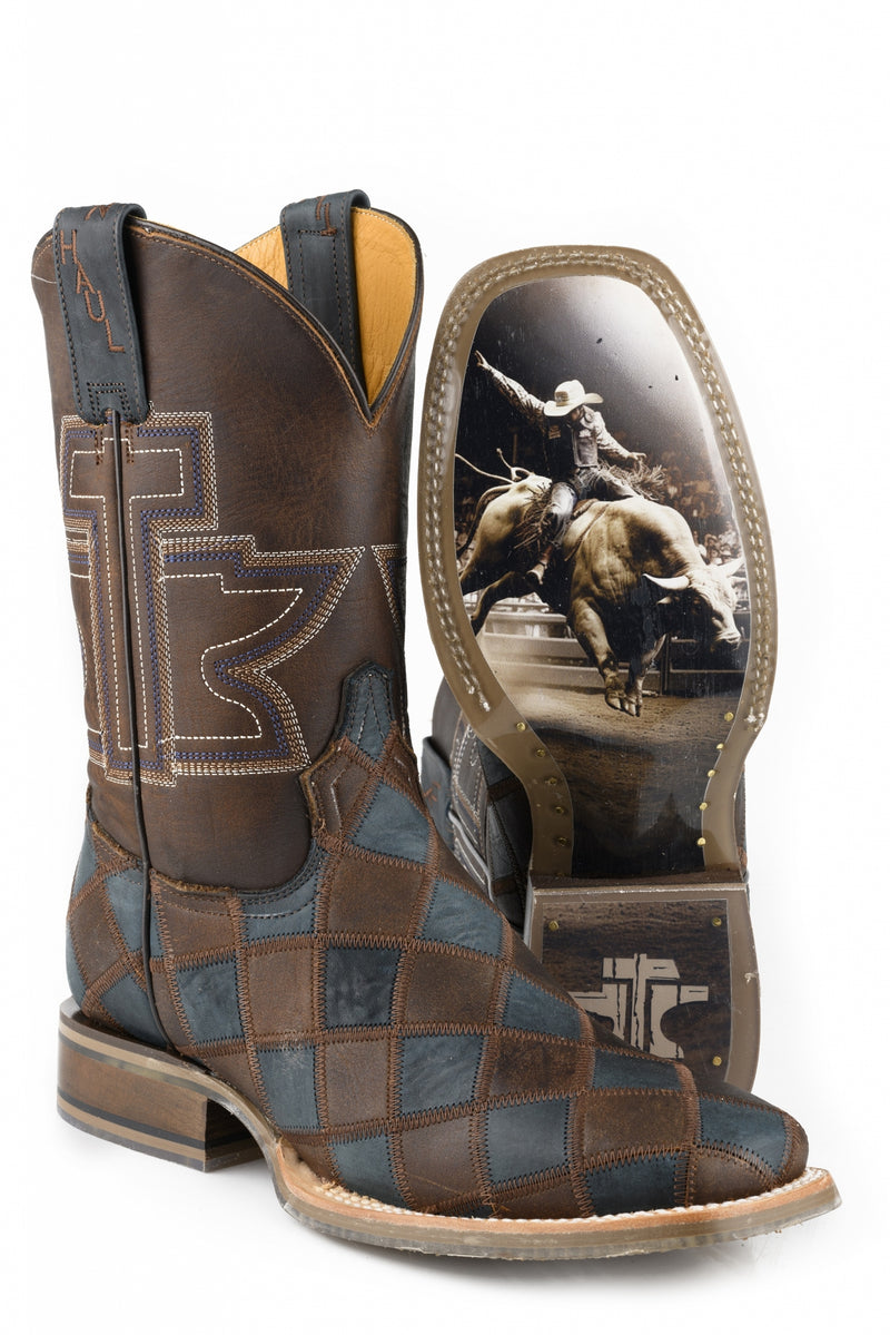 Tin Haul Mens Check Me Out Square Toe Boots