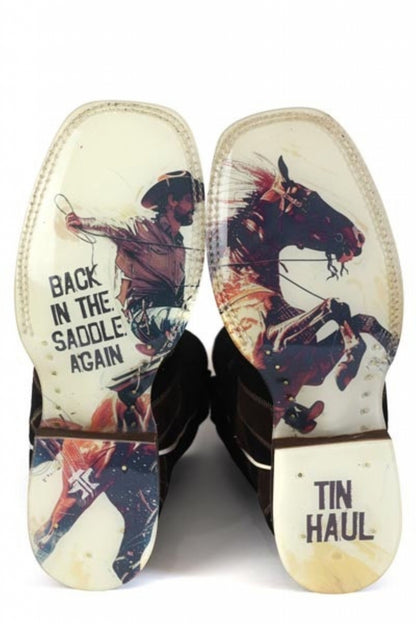 Tin Haul Mens Patch It Up Square Toe Boots