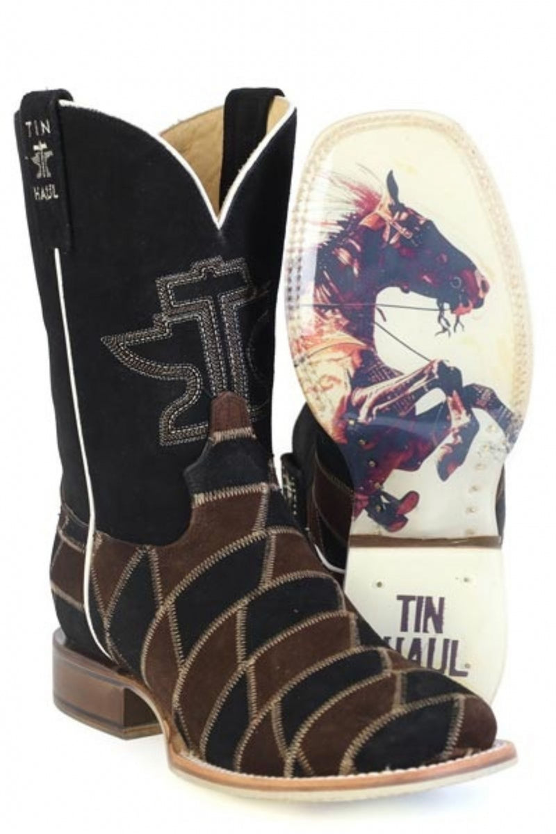 Tin Haul Mens Patch It Up Square Toe Boots