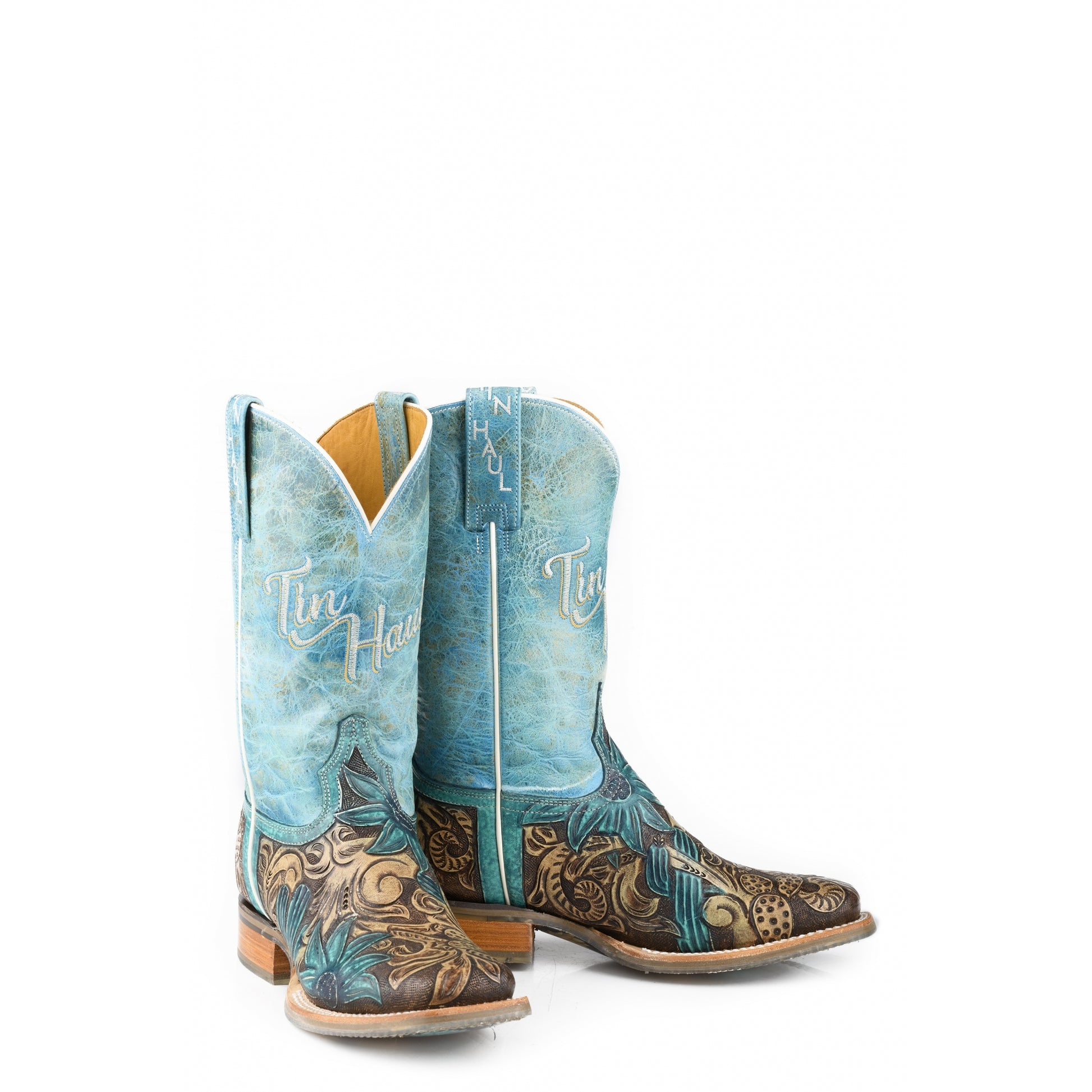 Tin Haul Ladies Cactus Flower Square Toe Boots