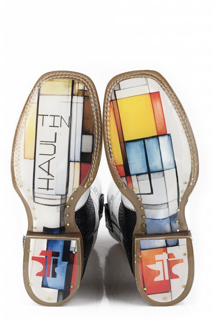 Tin Haul Ladies Black and White Square Toe Boots