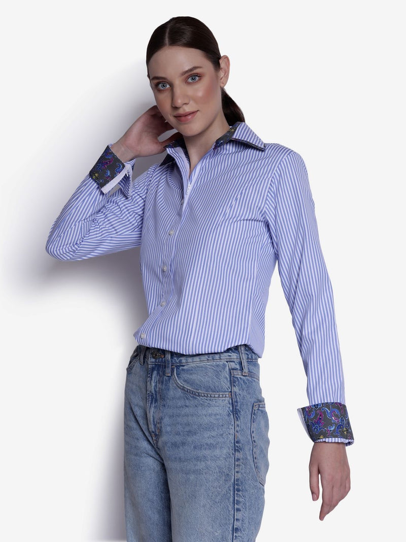 TuffRider Ladies ADEY Double Collar Stripe Shirt