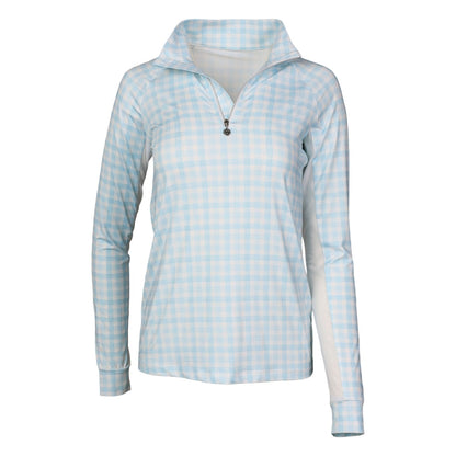 Dapplebay Ladies Gingham 1/4 Zip Long Sleeve Riding Top