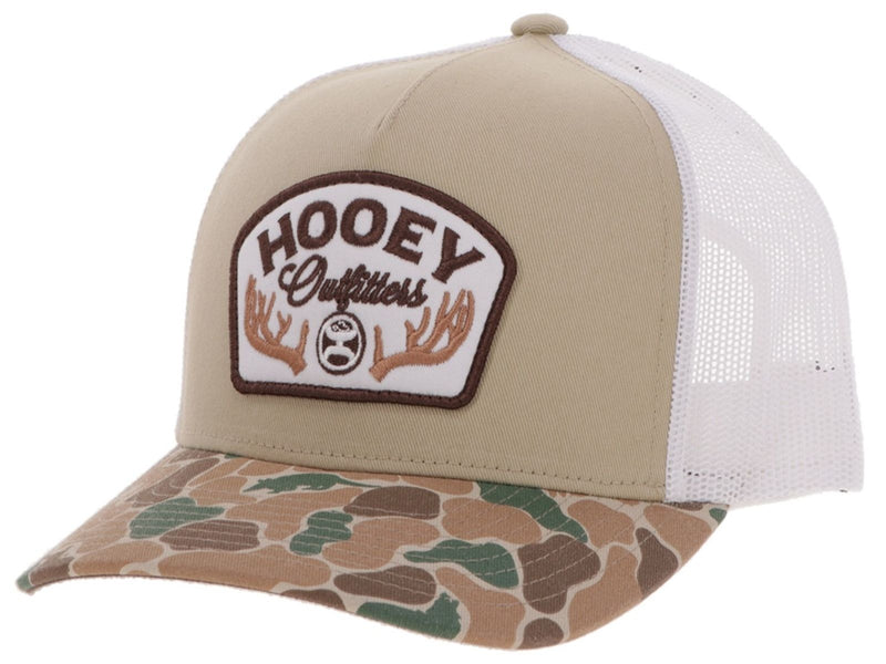 Outfitters Tan / White 5-Panel Trucker with White / Brown Patch