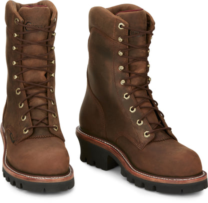 Chippewa Mens Super DNA 9" Waterproof Steel Toe Logger Boots
