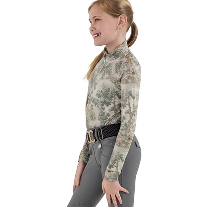 Dapplebay Kids Hunt Tapestry 1/4 Zip LS Riding Top
