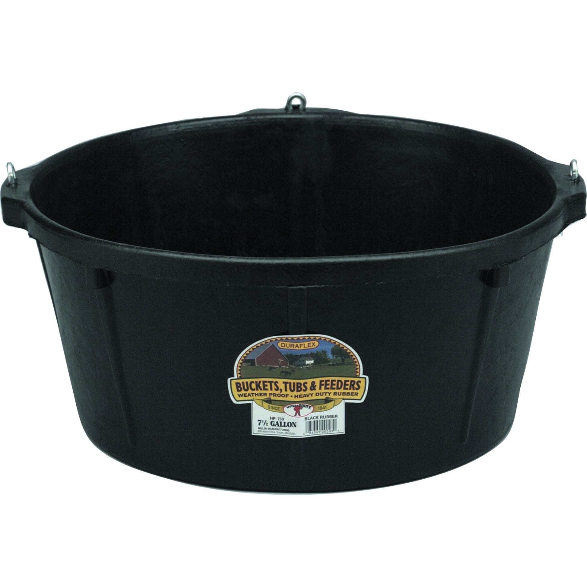 Rubber Feed Tub With Eye Screws - 6 1/2 Gallon