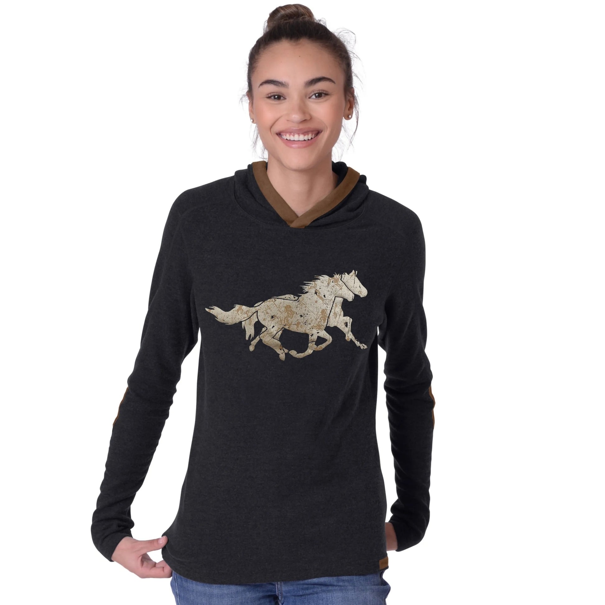 Chestnut Bay Rider Lounge Hoodie Running Horses