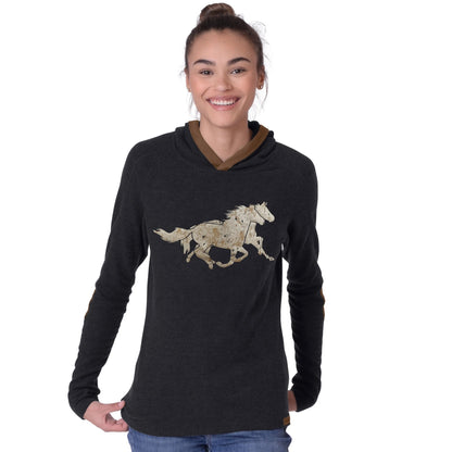 Chestnut Bay Rider Lounge Hoodie Running Horses