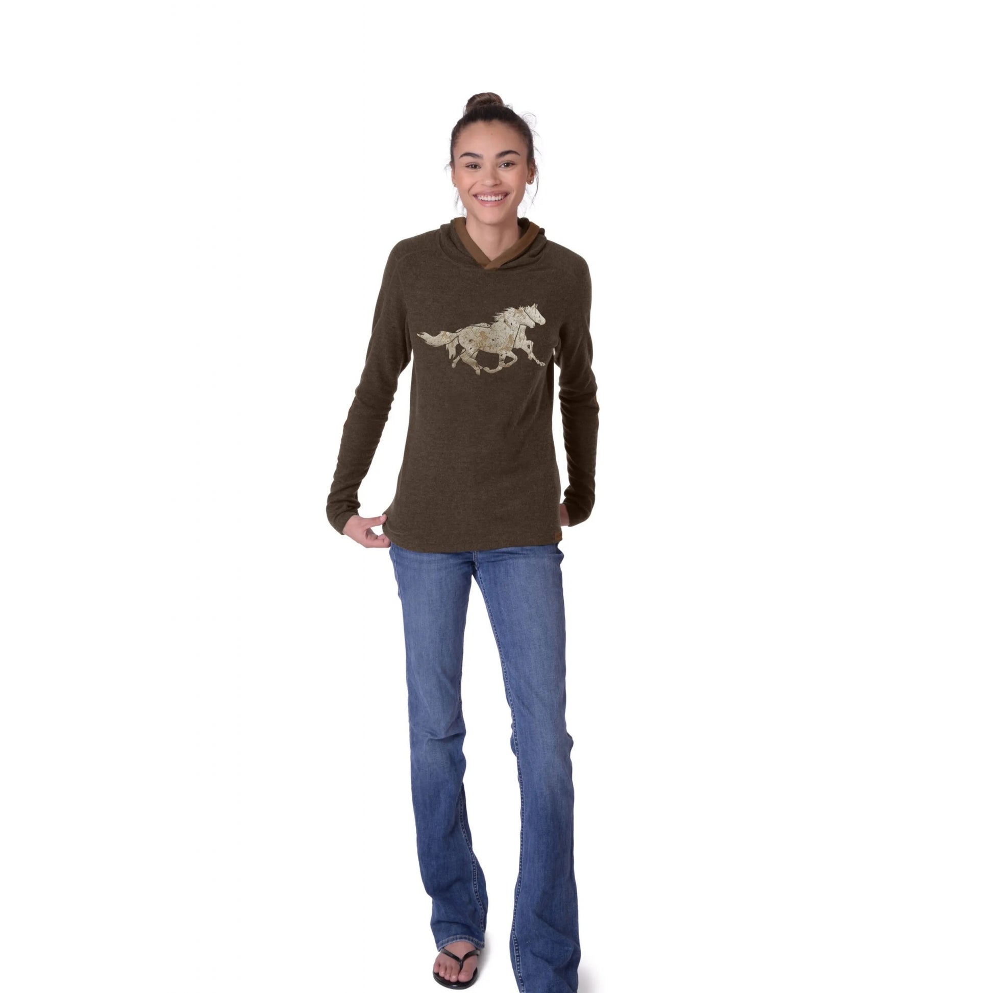 Chestnut Bay Rider Lounge Hoodie Running Horses