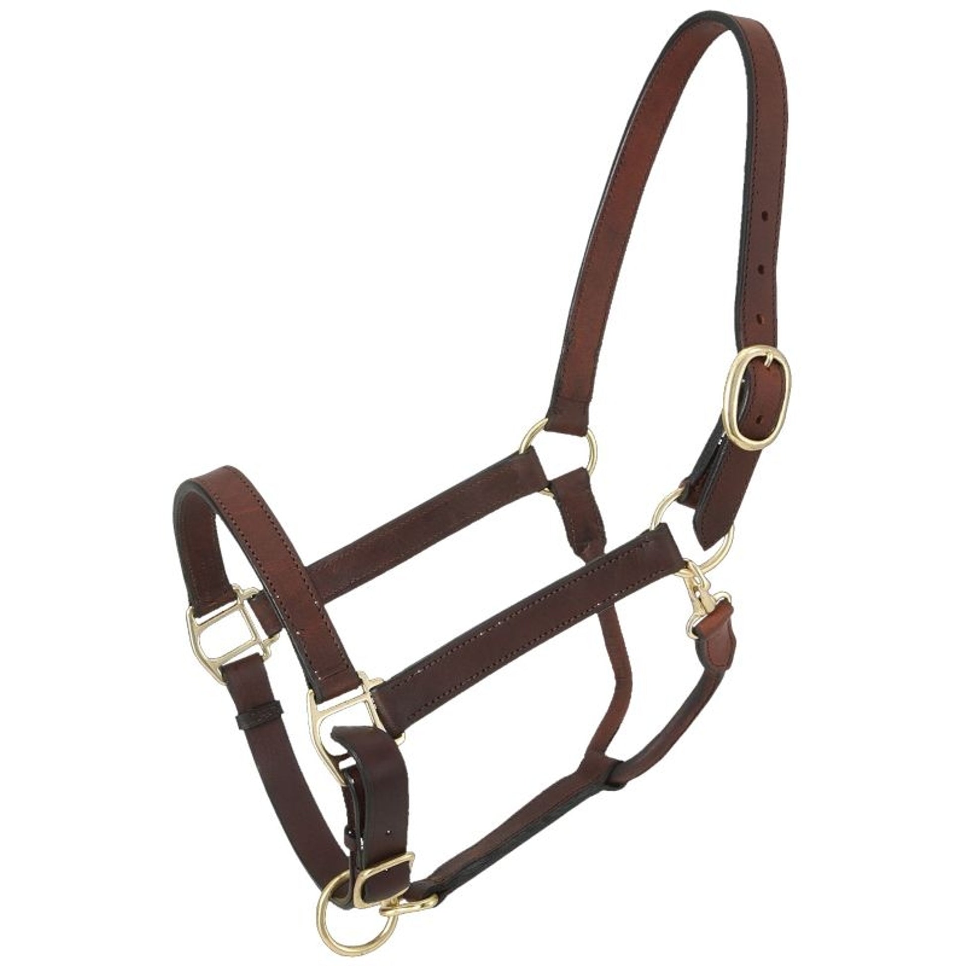 Tough1 Leather Adj Stable Halter with Snap