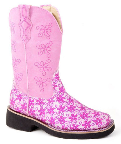 Roper Kids Floral Glitter Boots