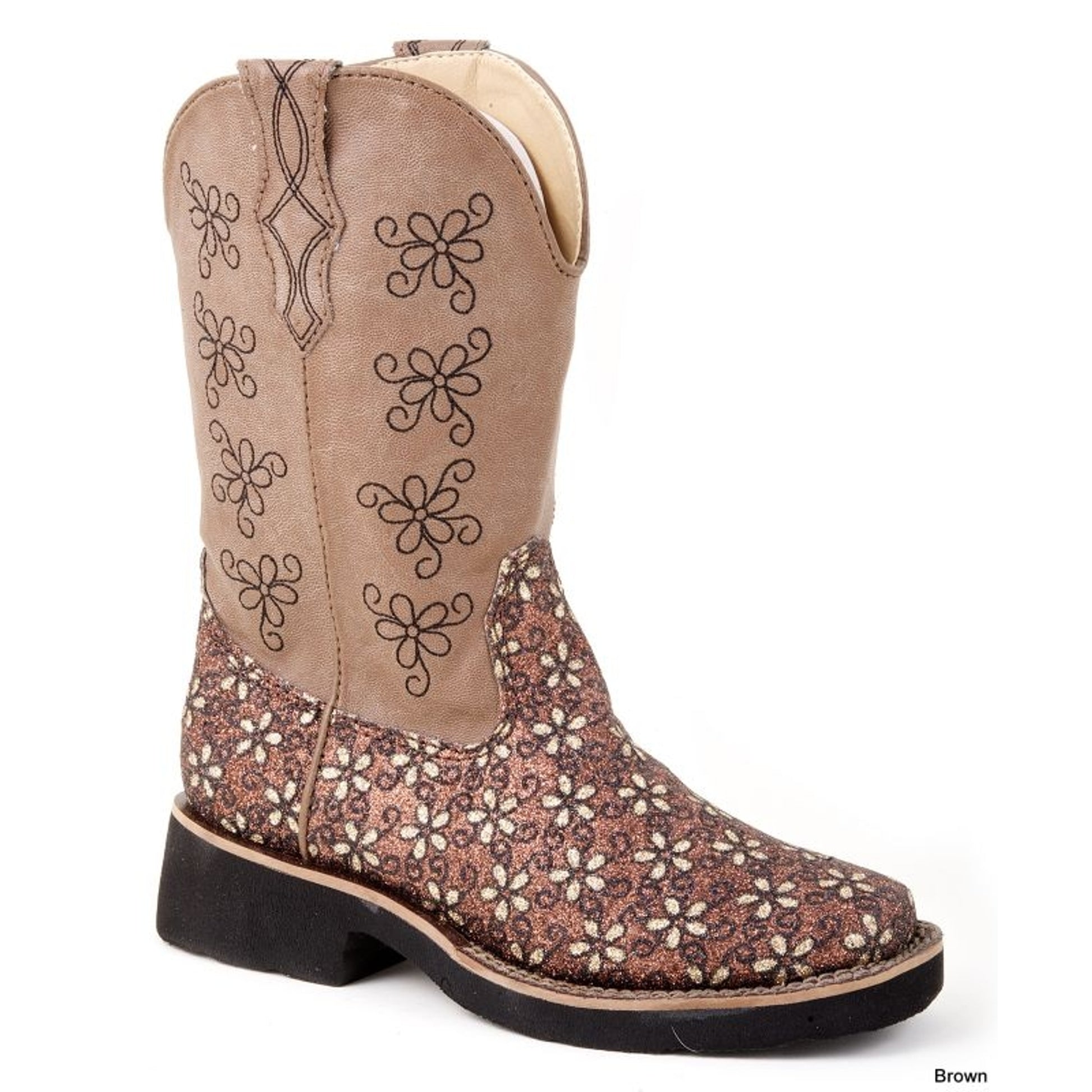 Roper Kids Floral Glitter Boots