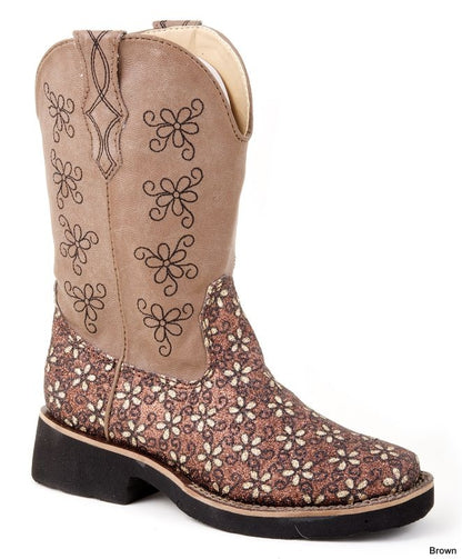 Roper Kids Floral Glitter Boots