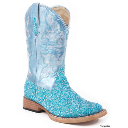 Roper Kids Floral Glitter Boots