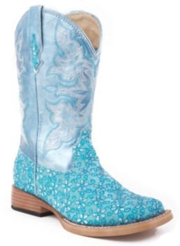 Roper Kids Floral Glitter Boots