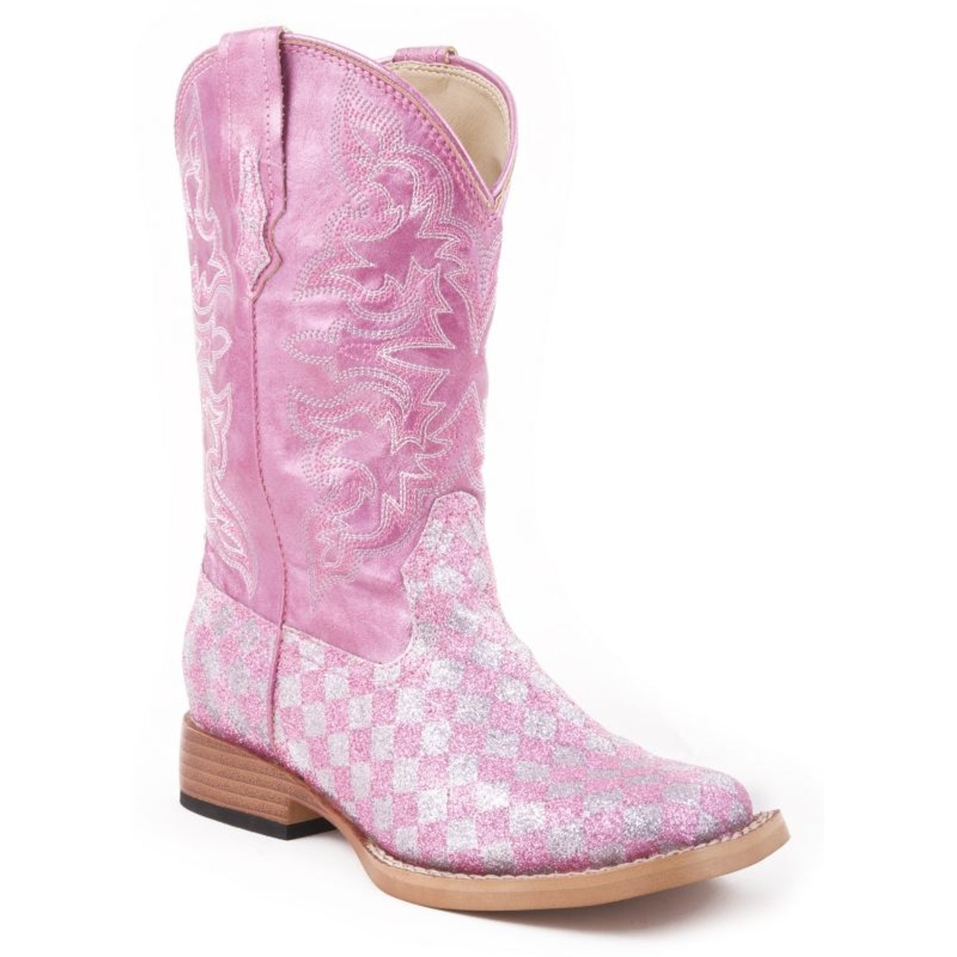 Roper Kids Checkerboard Glitter Boots