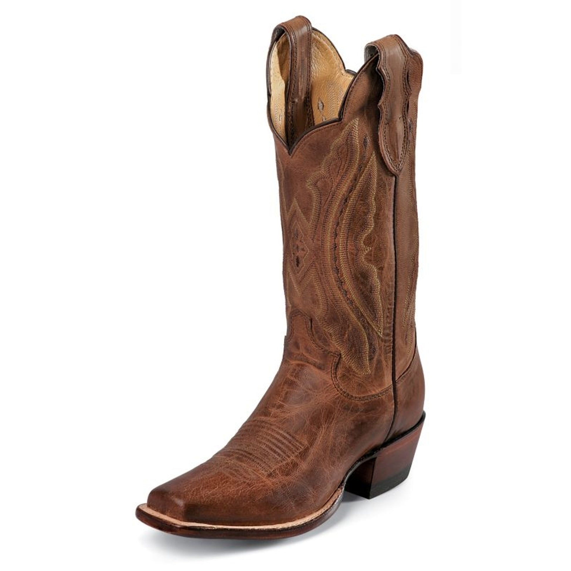 Justin Ladies Sq Toe 11in Tan Distressed Boot