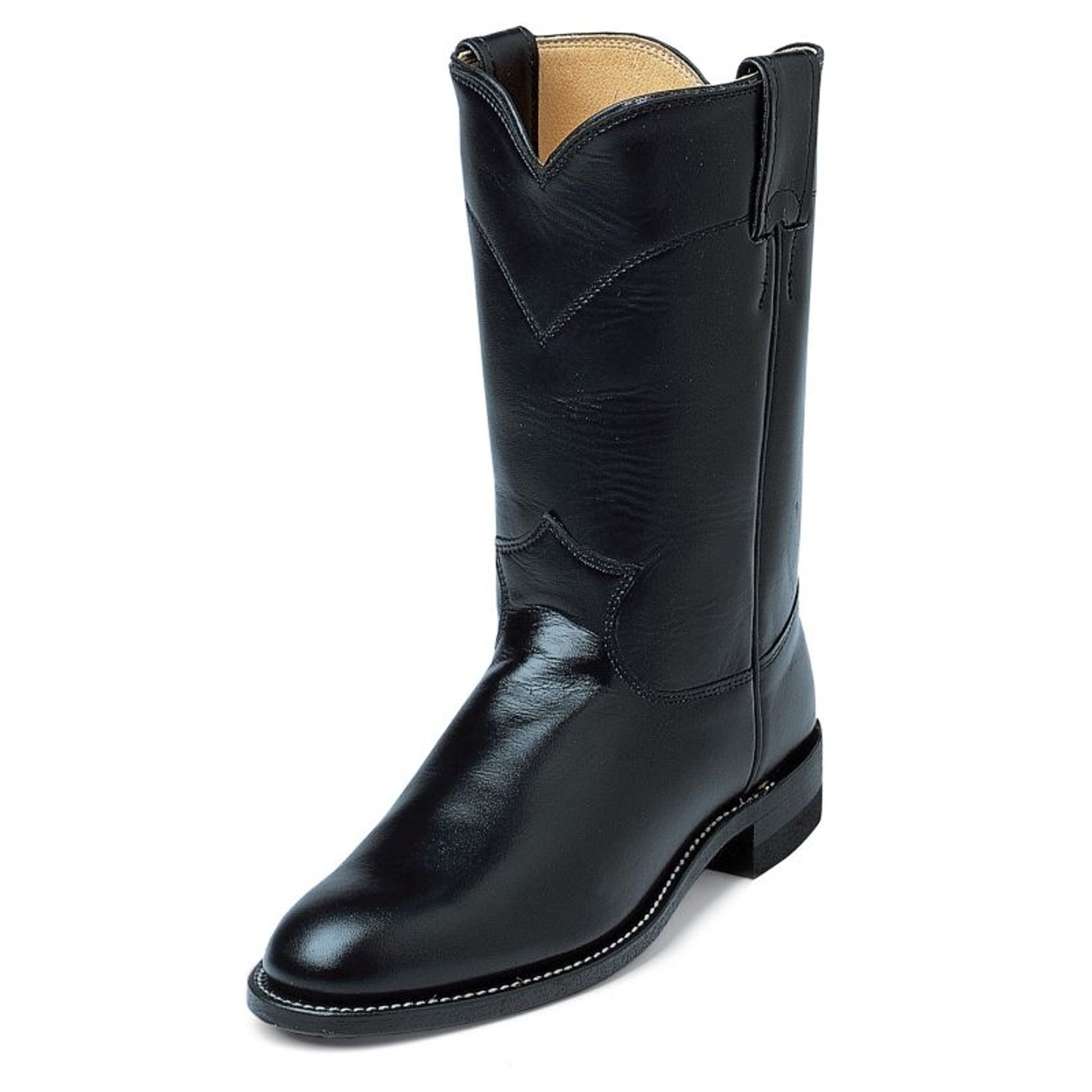 Justin Ladies Roper 10in Black Kipskin Boots