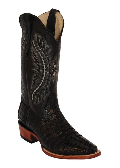 Ferrini Kids Print Crocodile Sq Toe Black Boots