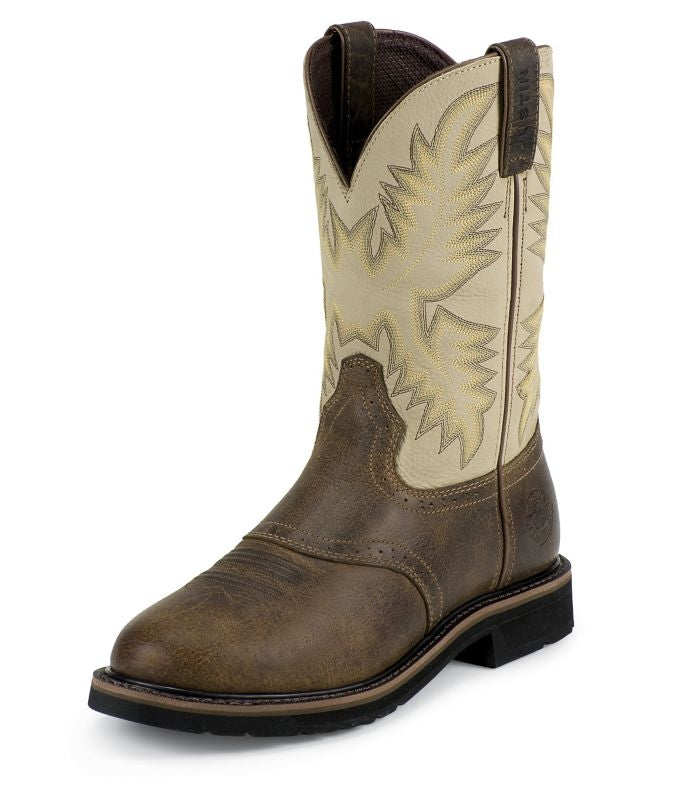 Justin Mens Stampede Steel Waxy Work Boots