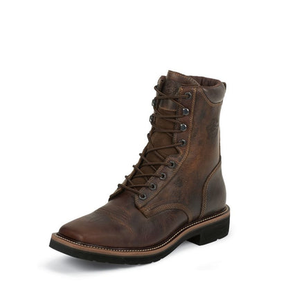 Justin Mens Stampede Steel Tan Work Boots