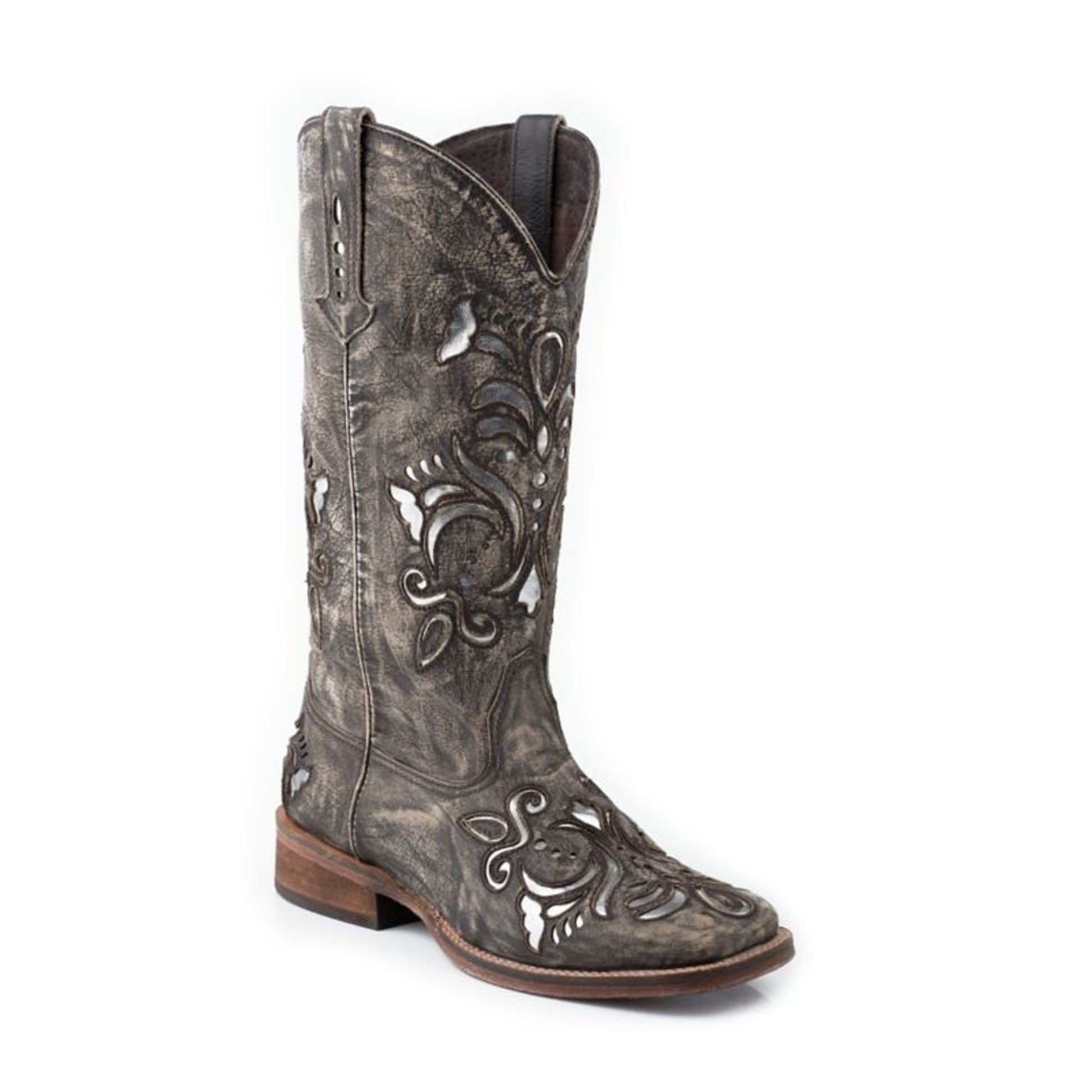 Roper Ladies Square Toe Metallic Silver Boots