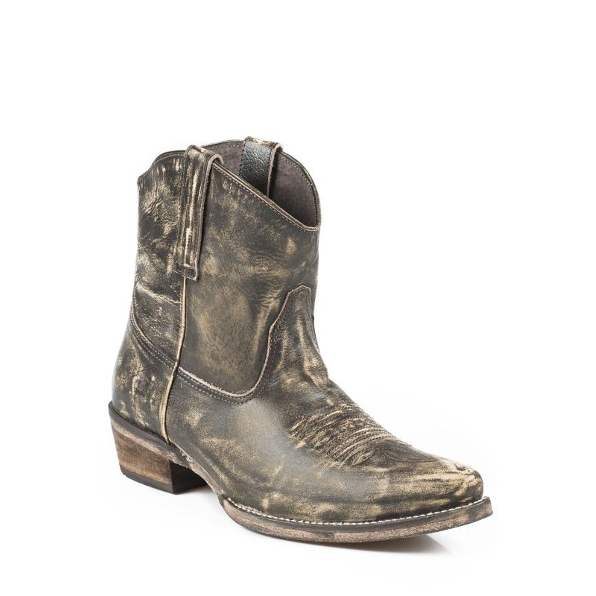 Roper Ladies Snip Toe Short Leather Brn Boots
