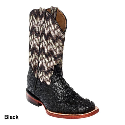 Ferrini Kids Print Crocodile Sq Toe Black Boots
